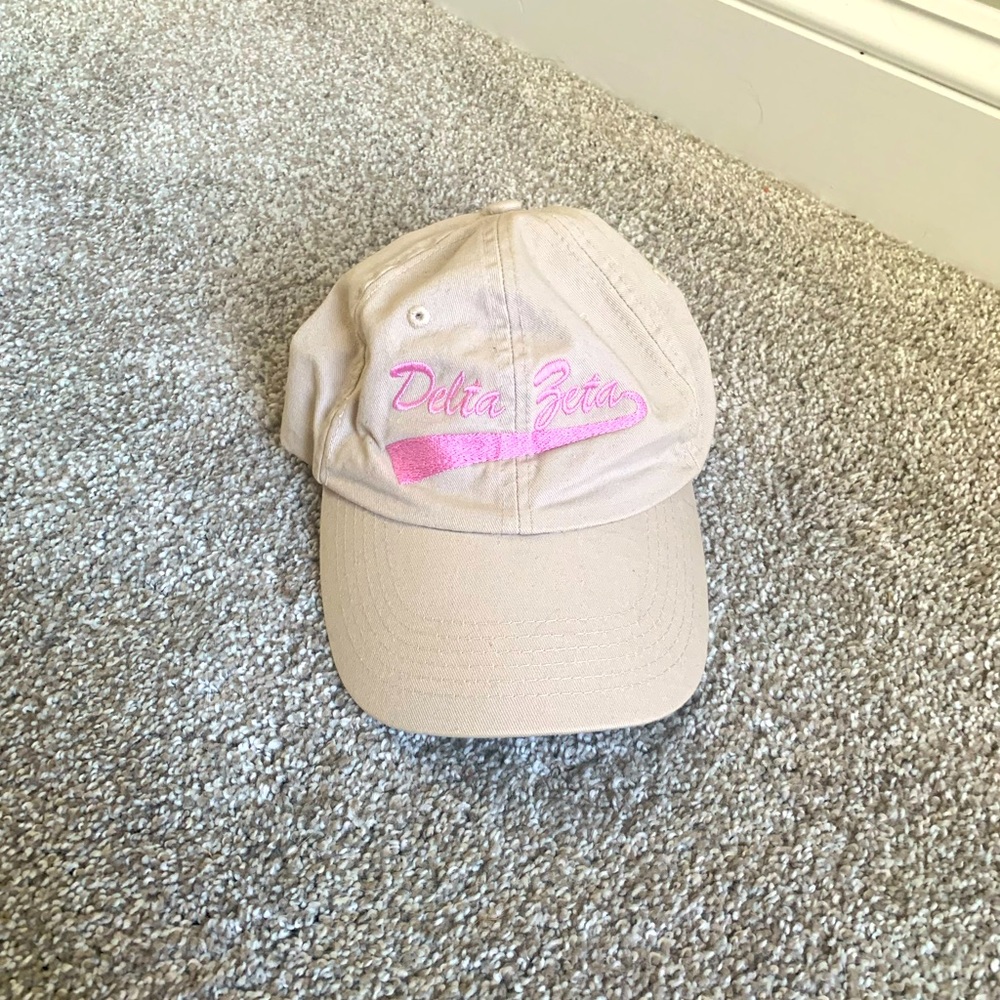 Greek Gear Delta Zeta Khaki Pink Baseball Cap